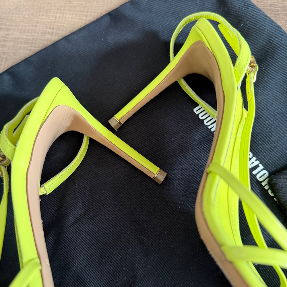 Nicholas Kirkwood Vibrant Citrus Yellow Lime Women 36.5 Italy Stiletto Strappy - Picture 6 of 12
